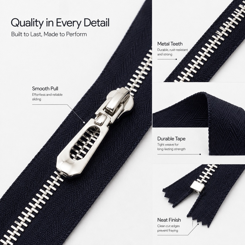 5Pcs 3# 40-70cm Metal Open-End - огляд і ціна Sewing Front Zipper