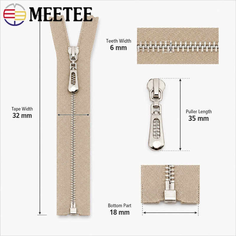 5Pcs 3# 40-70cm Metal Open-End - огляд і ціна Sewing Front Zipper